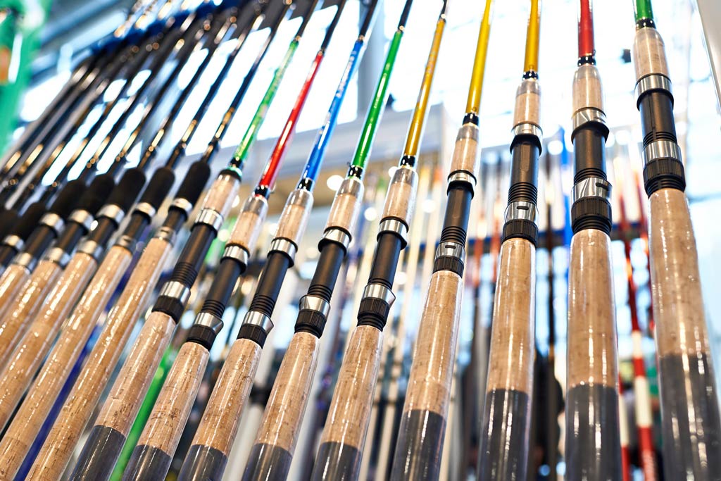 Assorted fishing rods with varied speed and power.